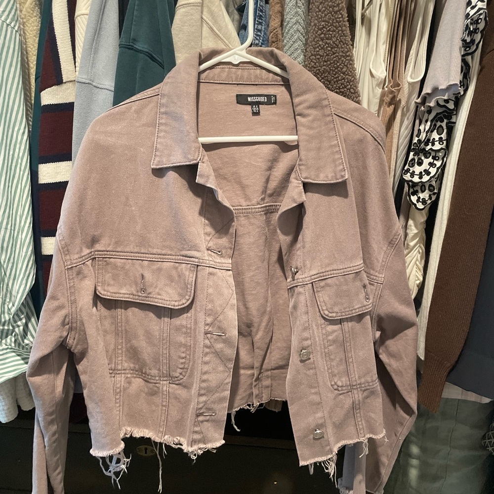 Missguided Mauve Cropped Jean Jacket